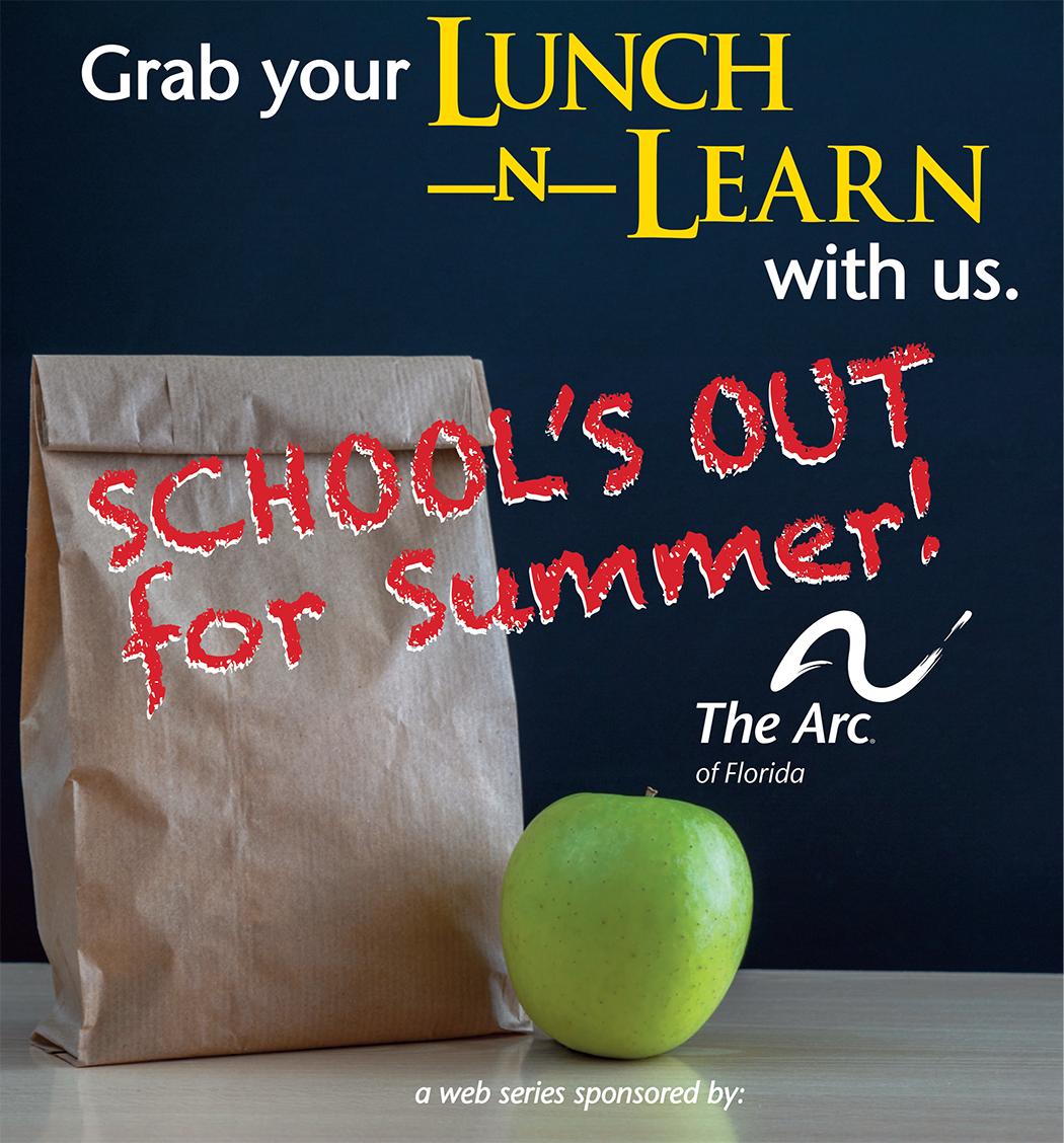 brown bag with green apple and text saying school's out for summer
